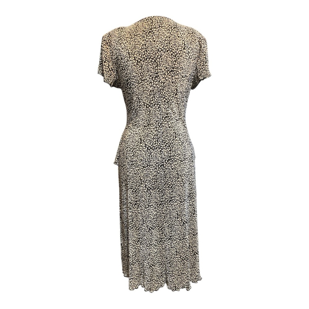 Dress Barn dress self belt twisted at hip short sleeve black tan  no wri… - Picture 3 of 12
